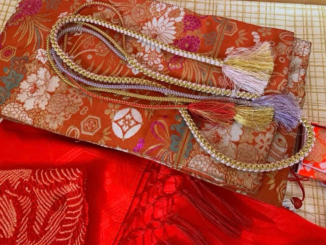 七五三　七歳　正絹絞りの振り袖のコーディネート　お着物セット