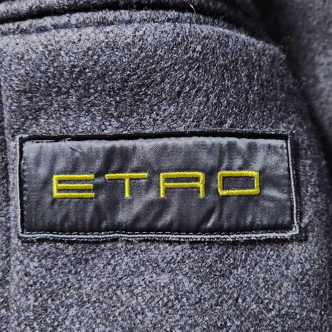 極美品✨エトロ チェスターコート ダブル 襟ムートン ペイズリー ネイビー