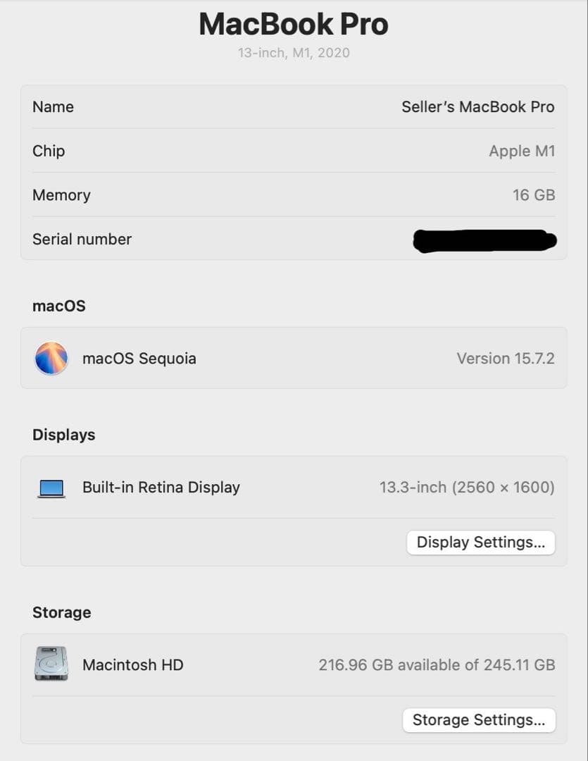 MacBook Pro 13 M1 16GB 256GB シルバー