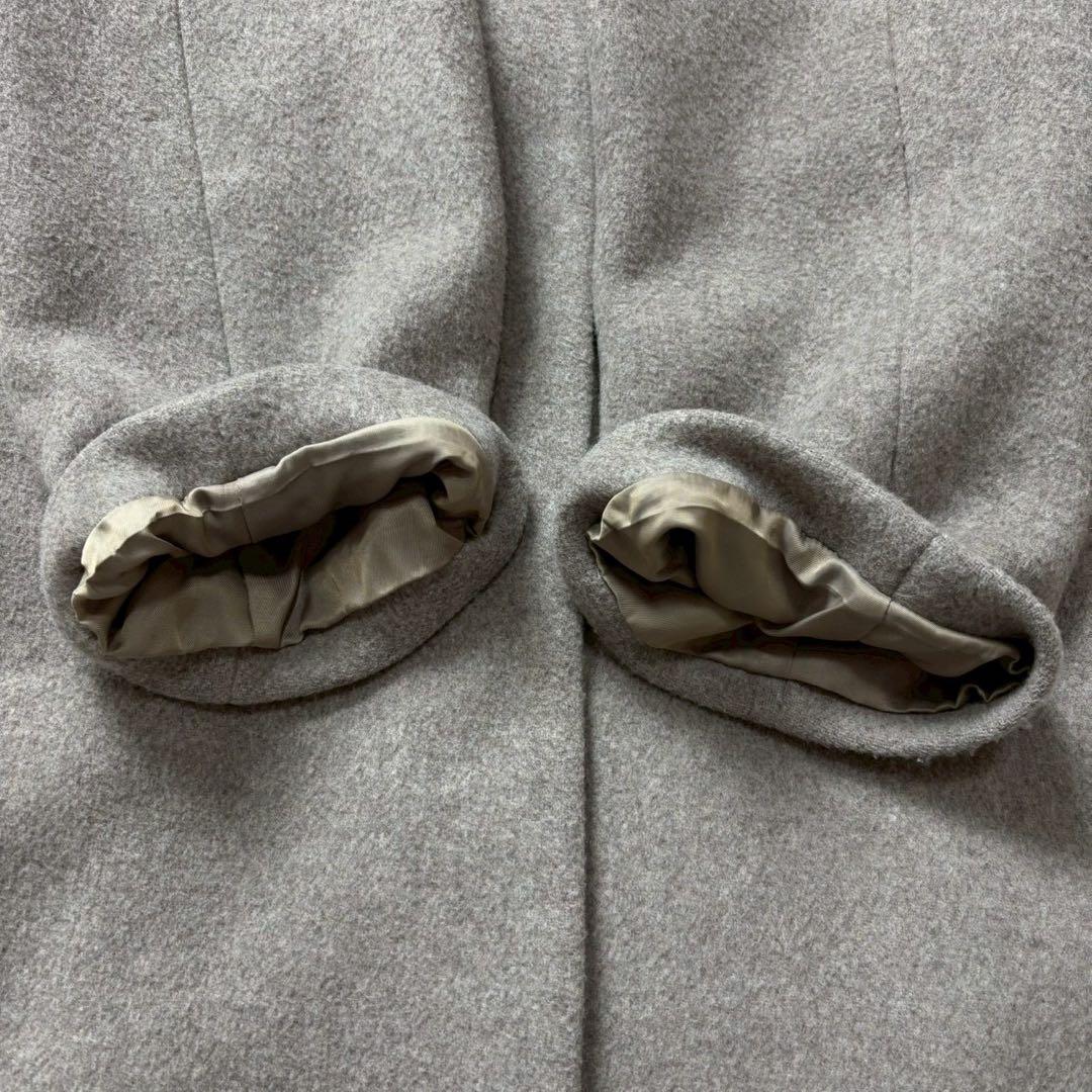 BEAUTY&YOUTH ビーバーノーカラーロングコート　ベルト付き