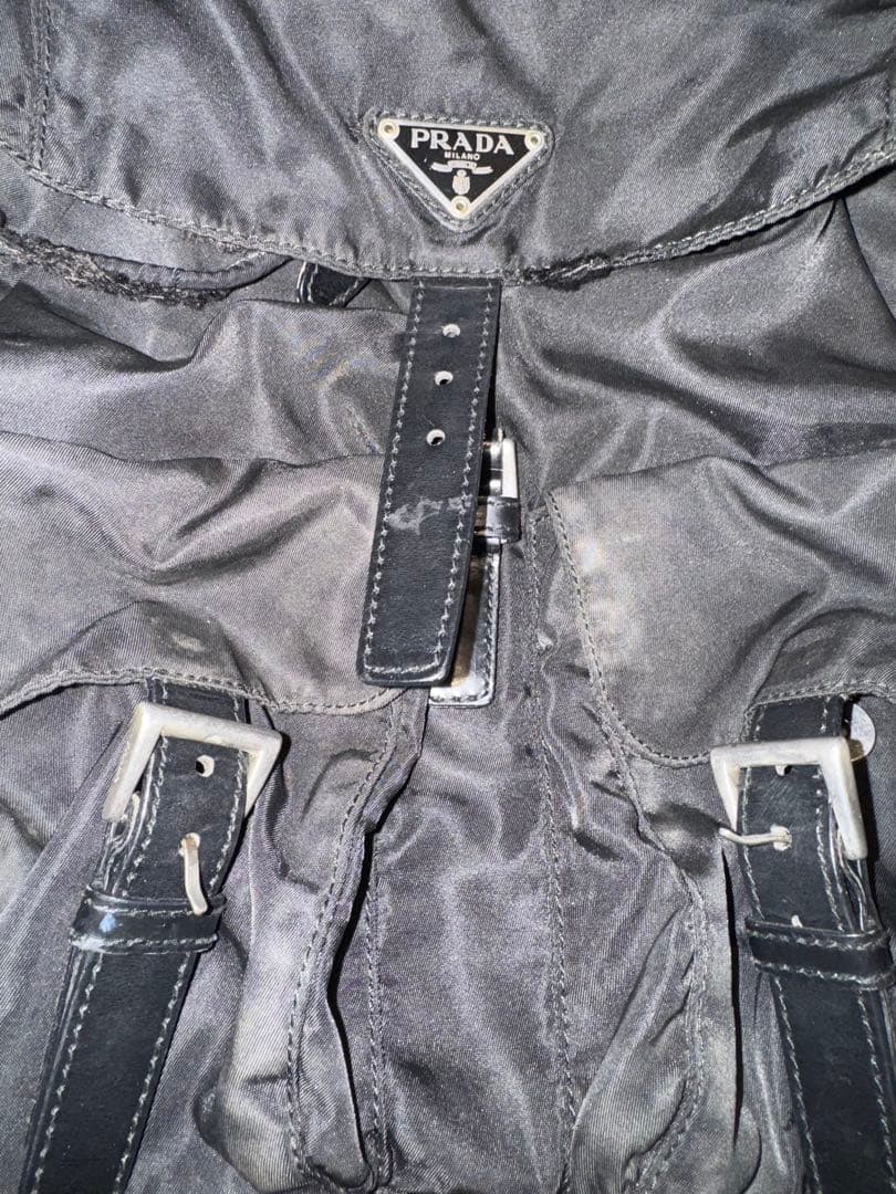 ジャンク品　PRADA ブラックナイロンバックパック リュック　プラダ