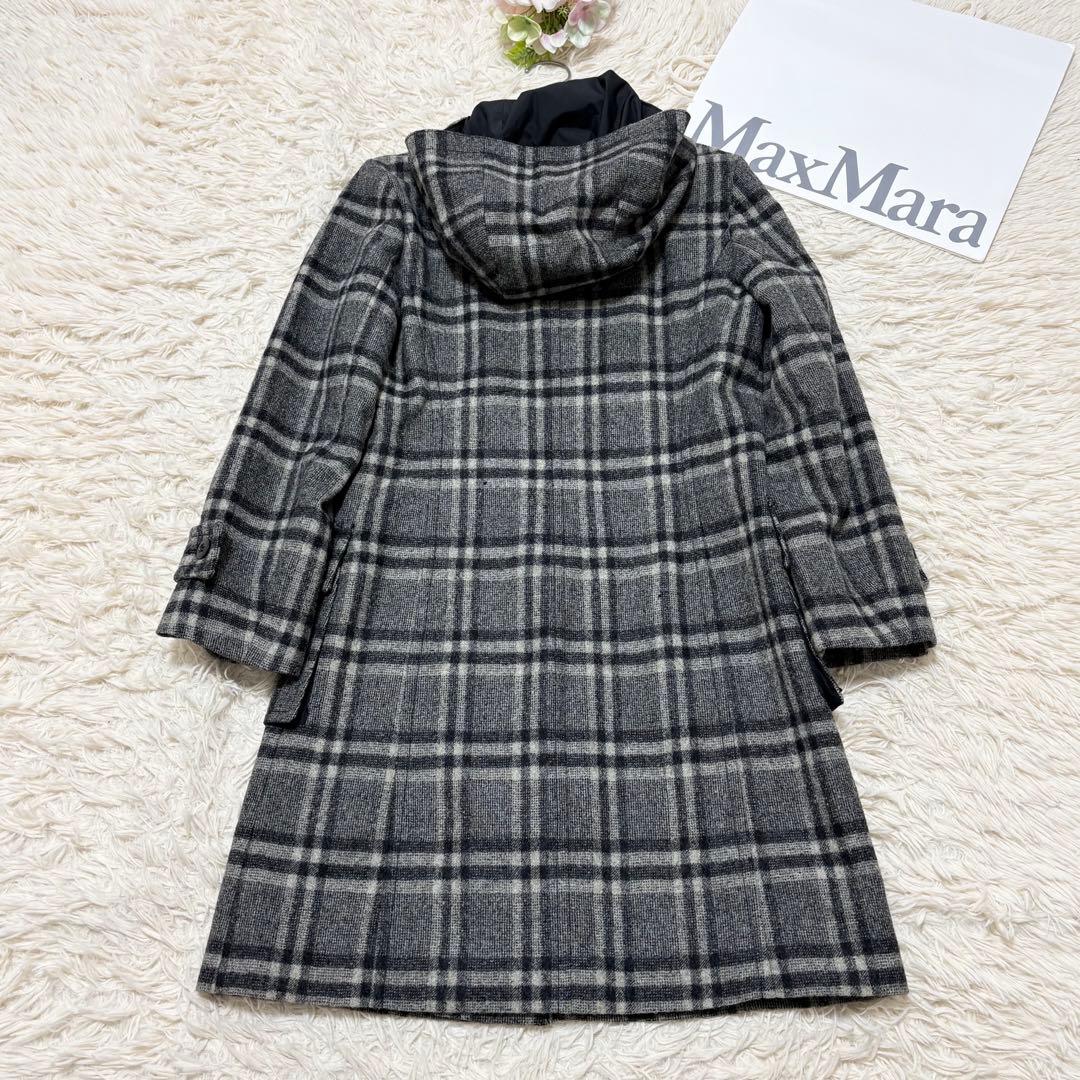 ウィークエンドマックスマーラ　ウール100%フーデッドコート　チェック　40