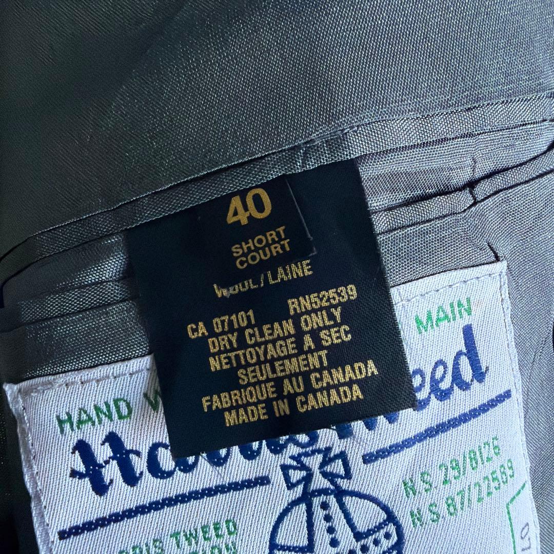 美品　カナダ製　ハリスツイード　ツイードジャケット　テーラード　L相当　ブルー系