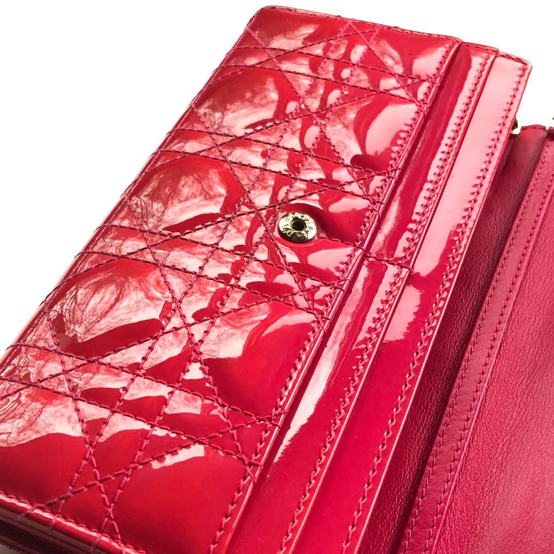 Dior ディオール レディディオール 長財布 ピンク チャーム付