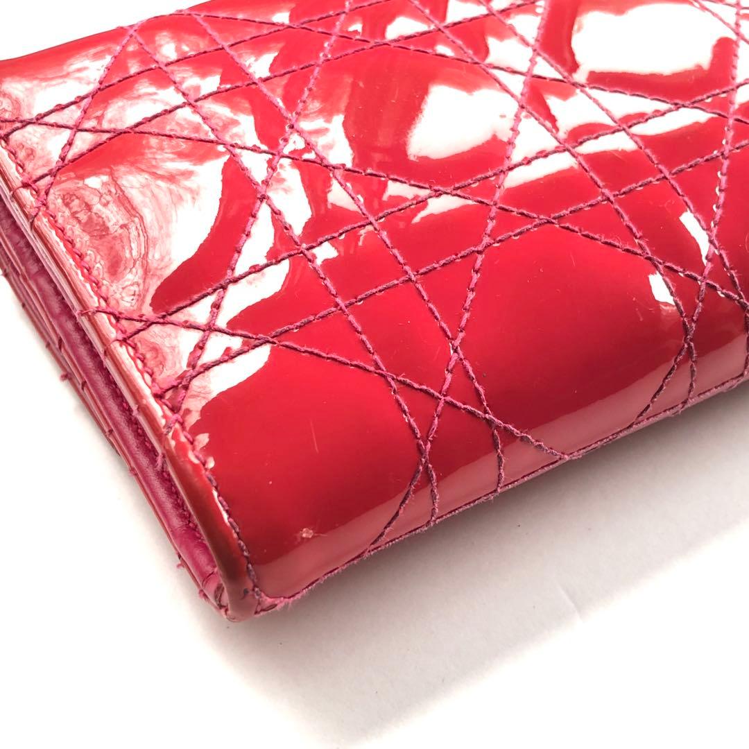 Dior ディオール レディディオール 長財布 ピンク チャーム付