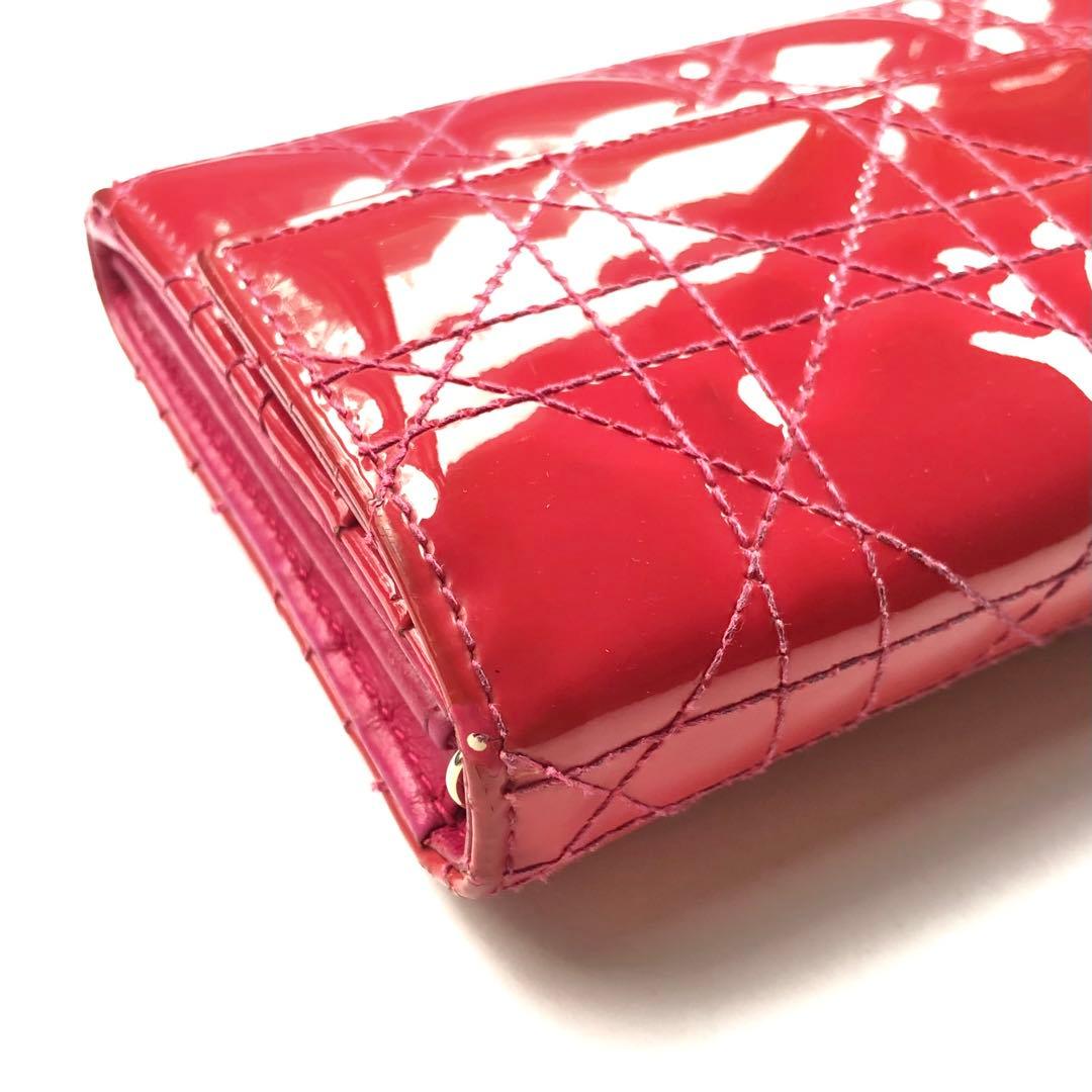 Dior ディオール レディディオール 長財布 ピンク チャーム付