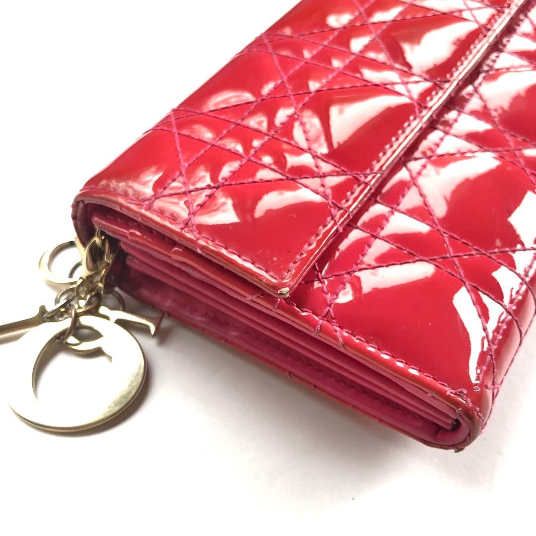 Dior ディオール レディディオール 長財布 ピンク チャーム付