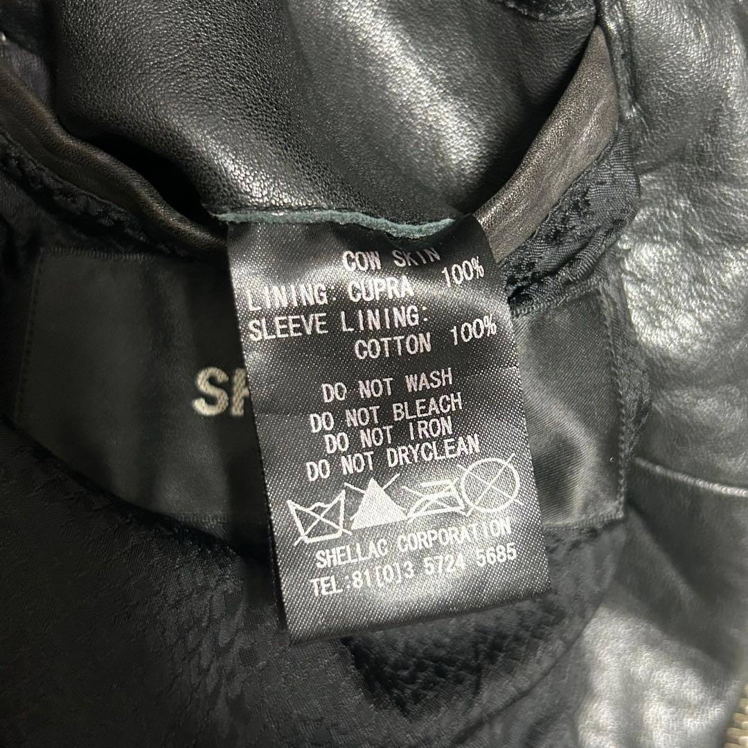 美品 SHELLAC ブラック レザーシングルライダースジャケット 46