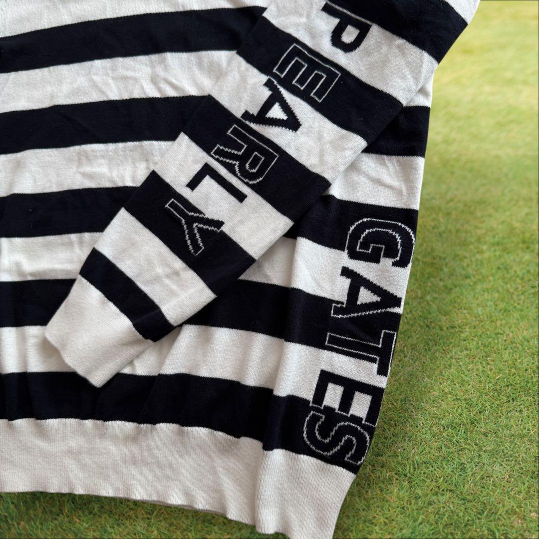 現行モデル　パーリーゲイツ　ニット　セーター　ハイネック　ボーダー　白　紺　4