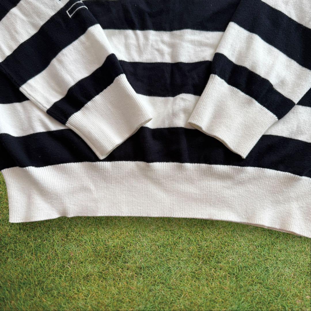現行モデル　パーリーゲイツ　ニット　セーター　ハイネック　ボーダー　白　紺　4