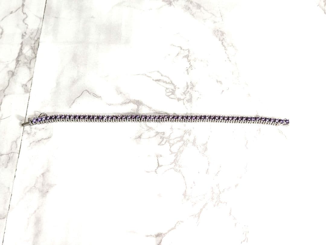 美品　スタージュエリー　テニスブレスレット　シルバー クリスタル パープル