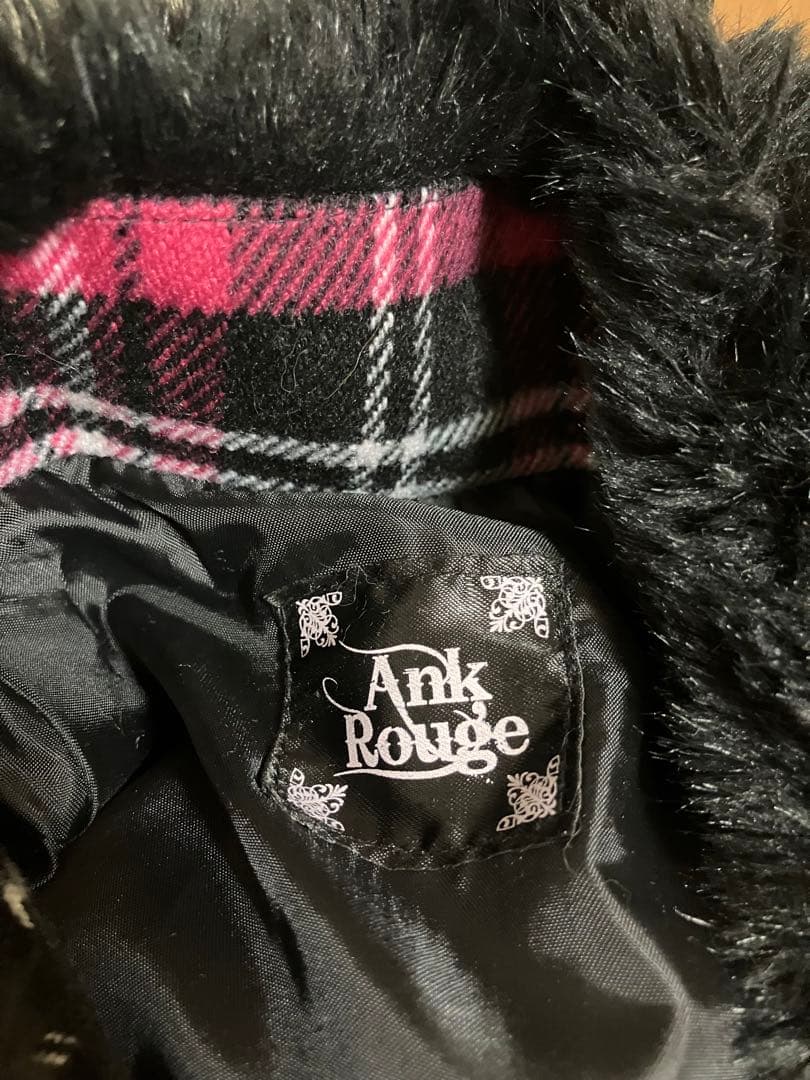 Ank Rouge アンクルージュ　ポンチョ　フェイクファー　ピンク　チェックM