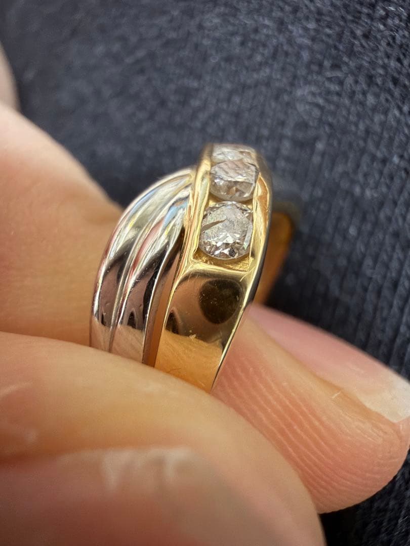 限定値下げ【訳あり】0.5ctダイヤモンドK18YG PT900コンビリング