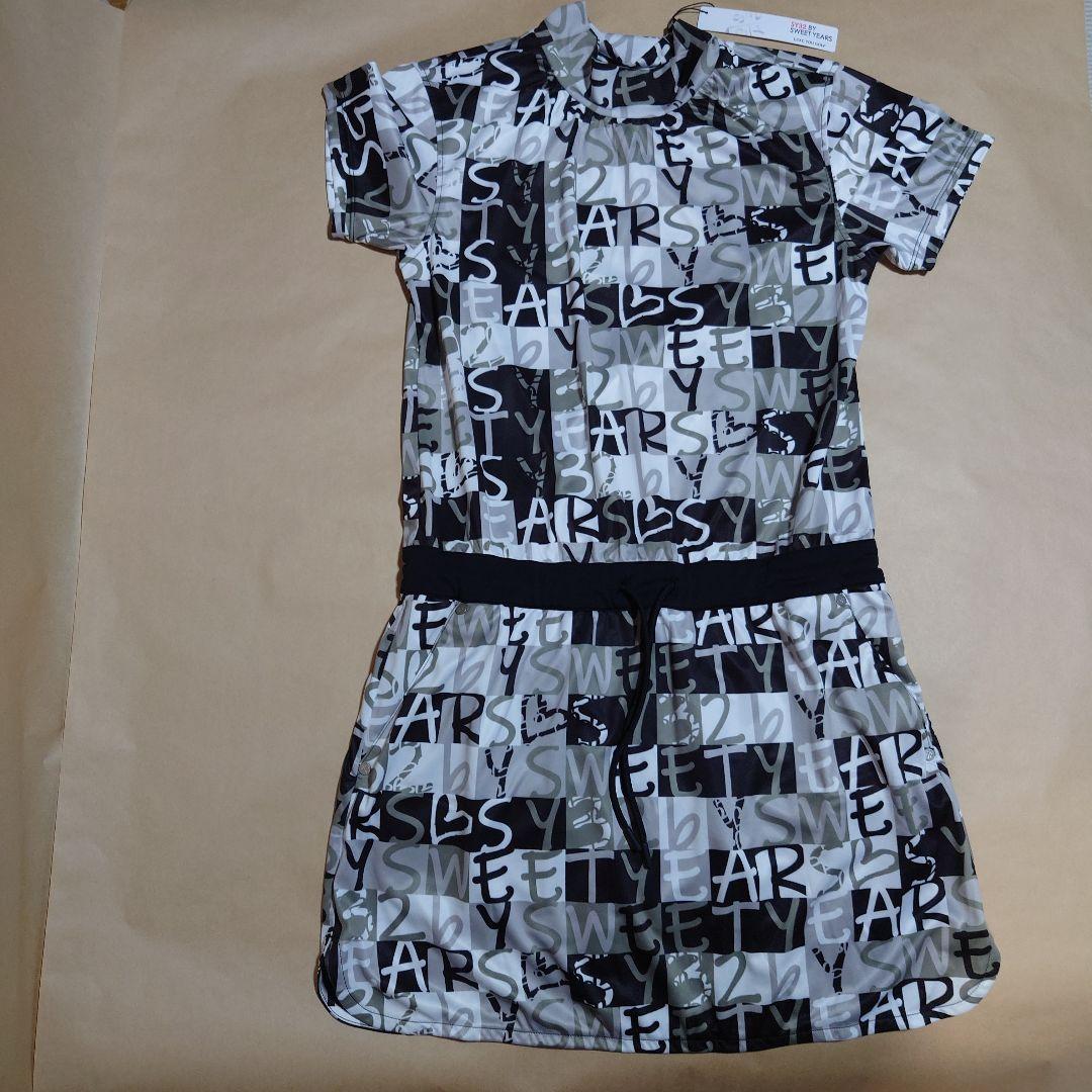 sy32：レディース：Lサイズ：グラフィカル モックネックワンピース：白