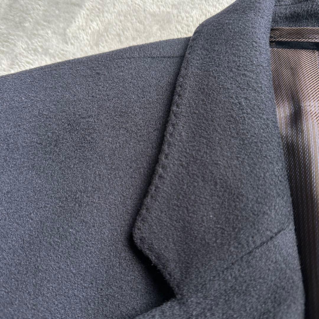 美品　コロンボ社製カシミヤ100%　ステンカラーコート ドイツ　上質　濃紺