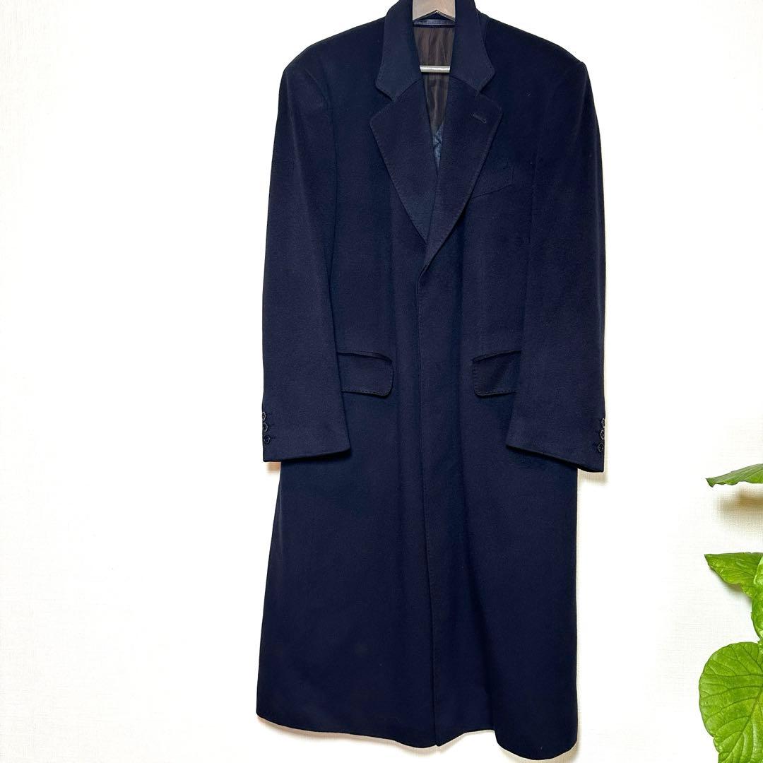 美品　コロンボ社製カシミヤ100%　ステンカラーコート ドイツ　上質　濃紺