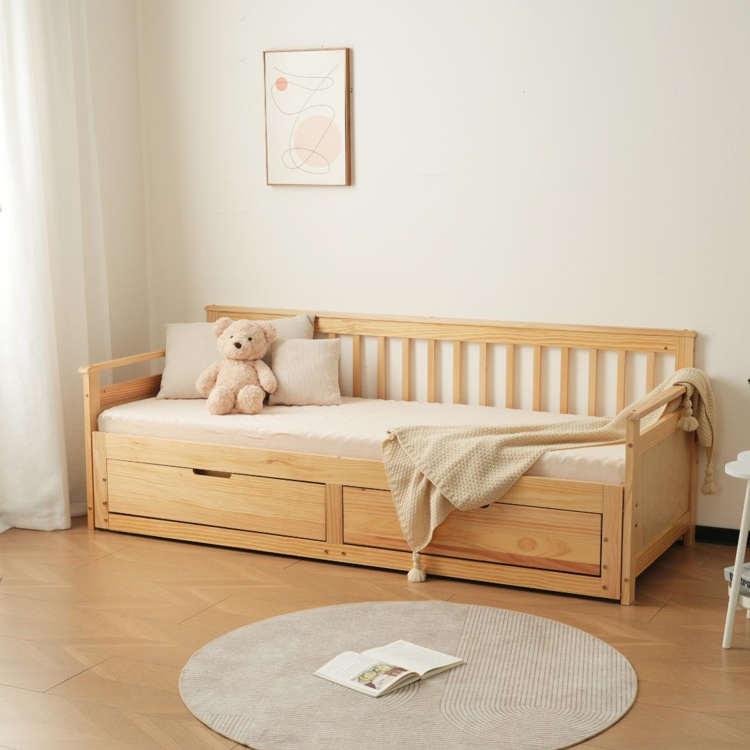 再入荷！ソファベッド ディベッド 伸長式ベッド 引き出し付き　NATURAL