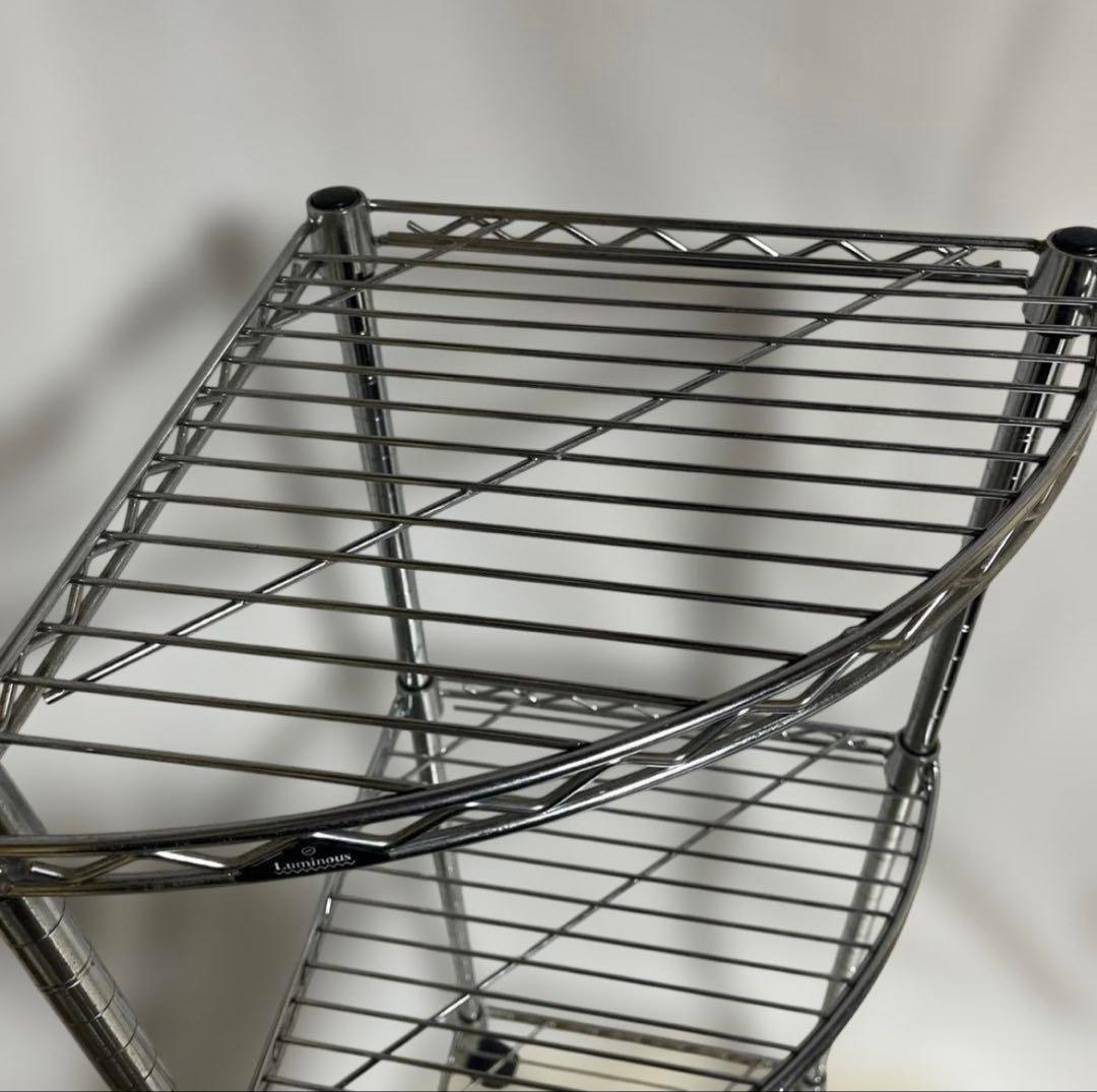 コーナーラック4段 スチール製 シルバー　ルミナスライト　ドウシシャ　収納ラック