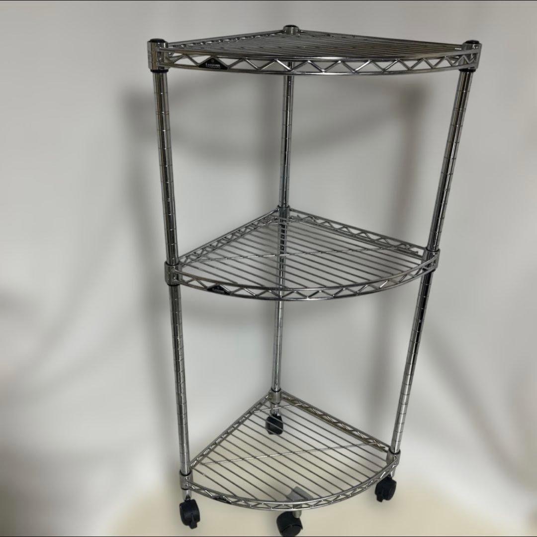 コーナーラック4段 スチール製 シルバー　ルミナスライト　ドウシシャ　収納ラック