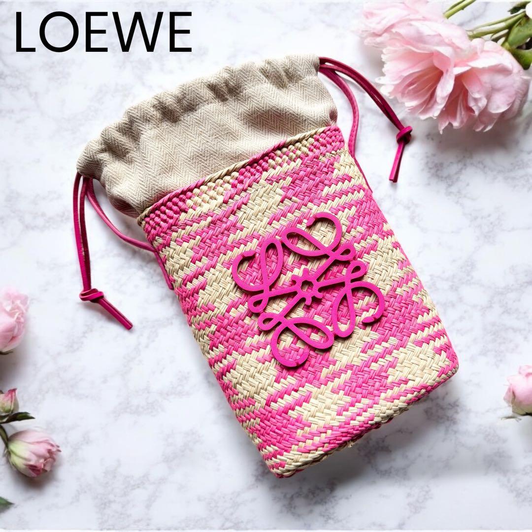 LOEWE ロエベ スクエアポケット ピンク アナグラム バケット