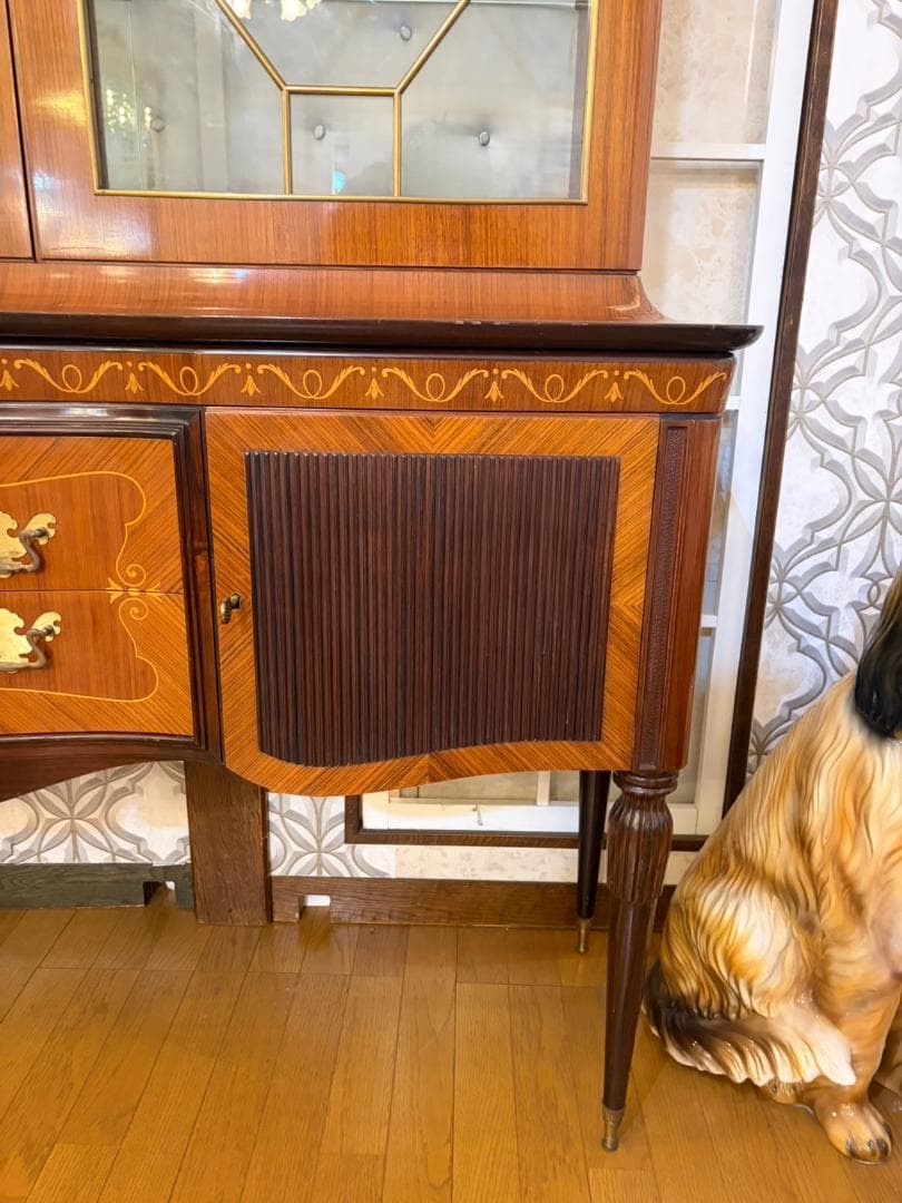 イタリア製 象嵌大型ブックケース/飾り棚 W182cm カントゥ職人連合