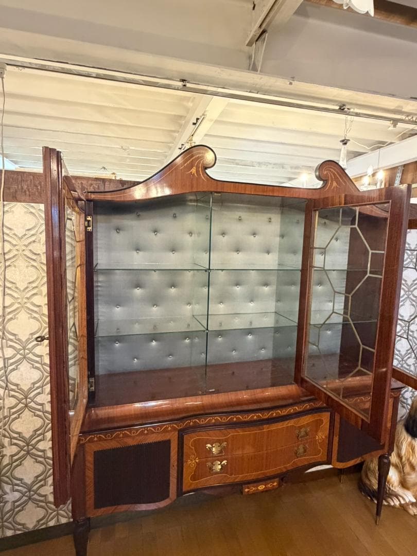 イタリア製 象嵌大型ブックケース/飾り棚 W182cm カントゥ職人連合