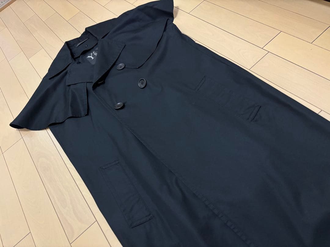 Y's ジレ　ベスト　ワンピース　トレンチコート　ケープ取り外し可　ブラック