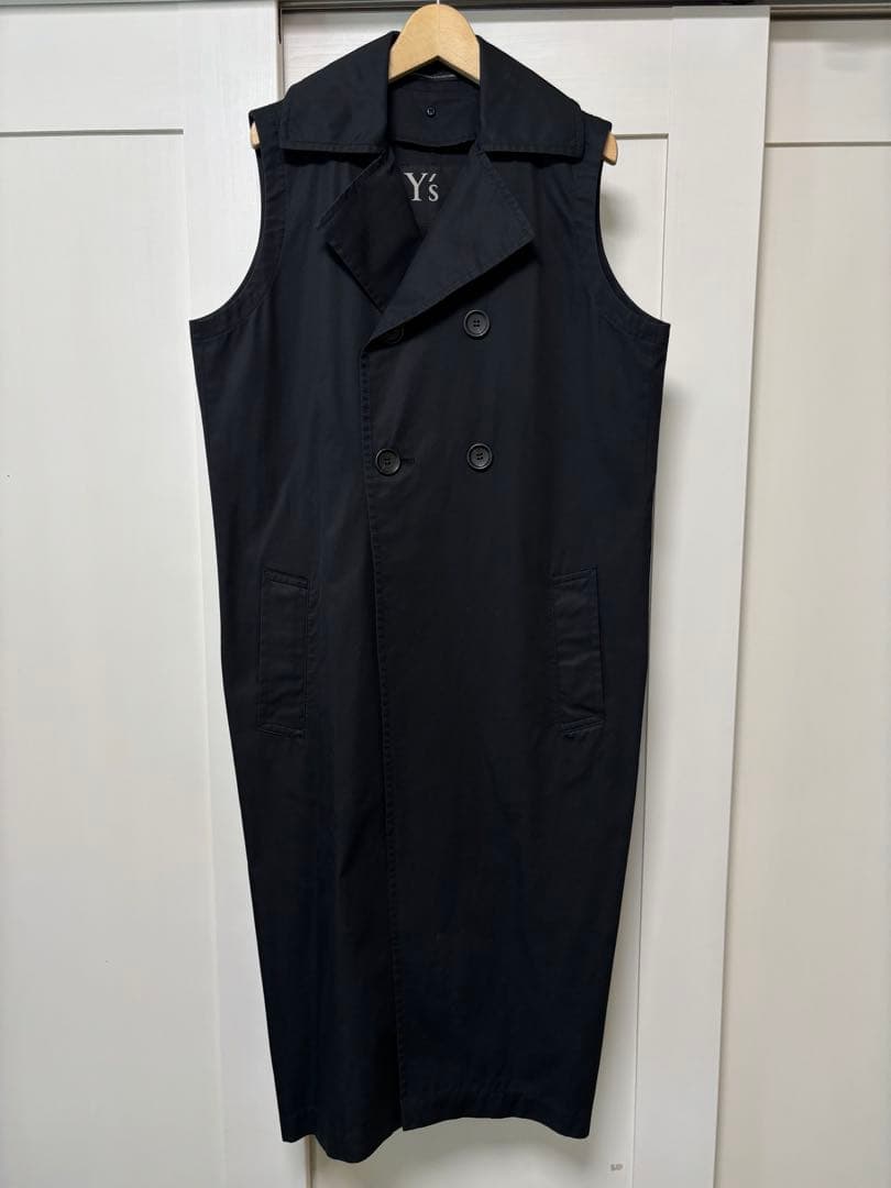 Y's ジレ　ベスト　ワンピース　トレンチコート　ケープ取り外し可　ブラック