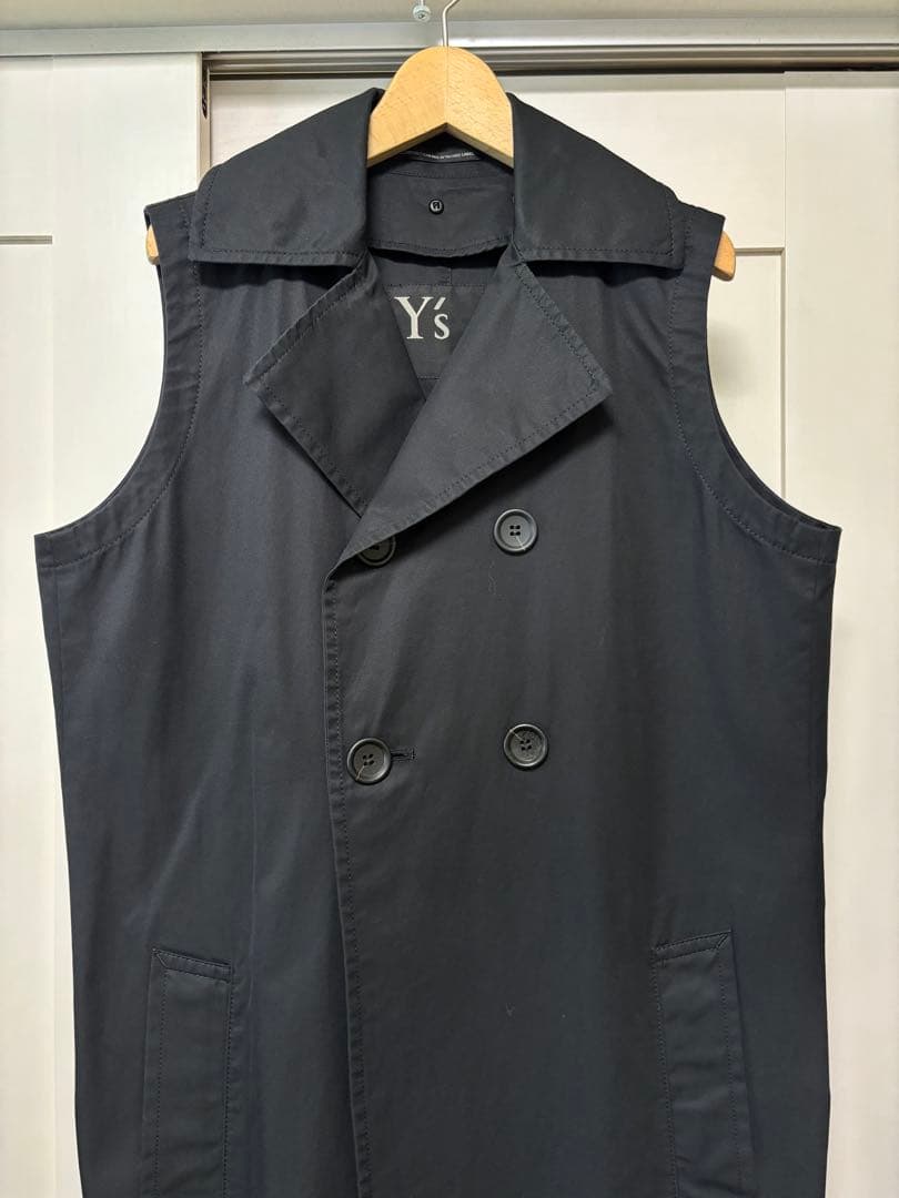 Y's ジレ　ベスト　ワンピース　トレンチコート　ケープ取り外し可　ブラック