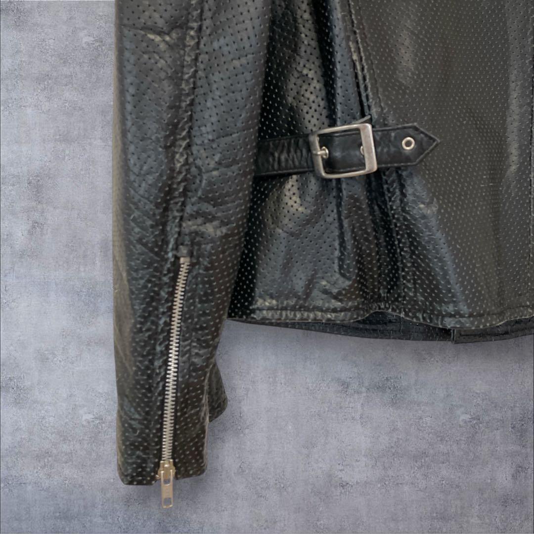 【サイズ4L】ホーンワークス シングルライダース パンチングレザー牛革