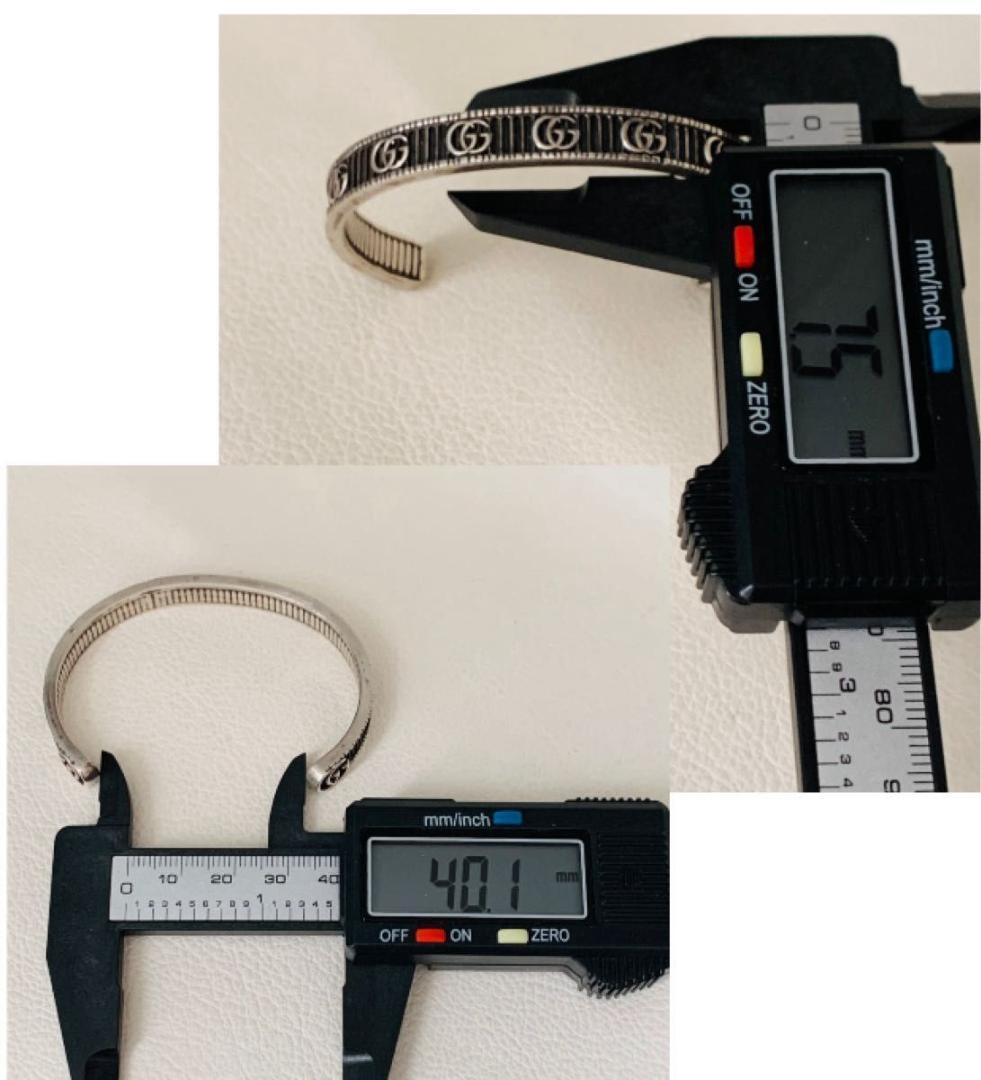 グッチ 925 マーモント バングル 16 ブレスレット 燻し gg ダブルG