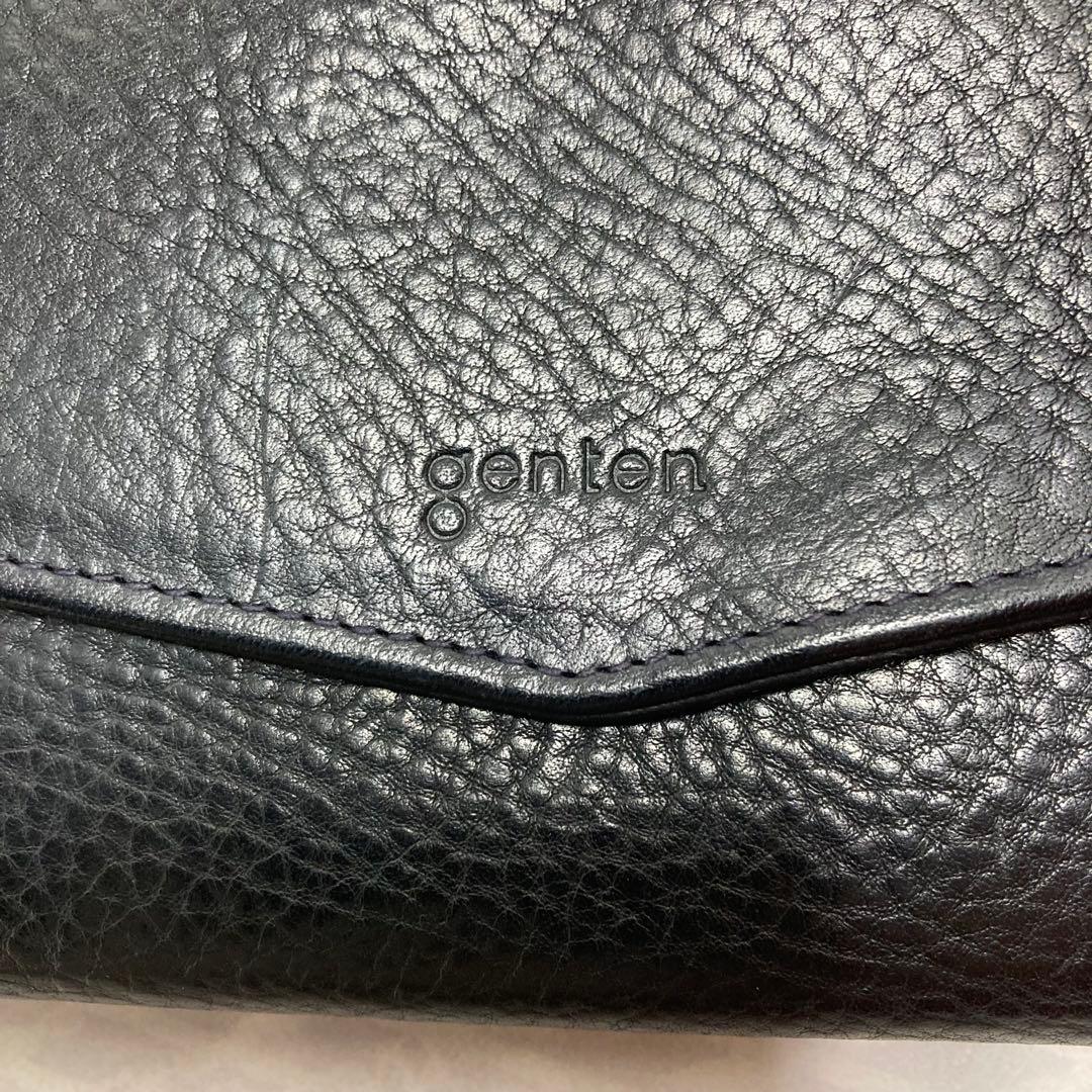 美品　ゲンテン　genten トスカ　ギャルソン　長財布　ネイビー ステッチ