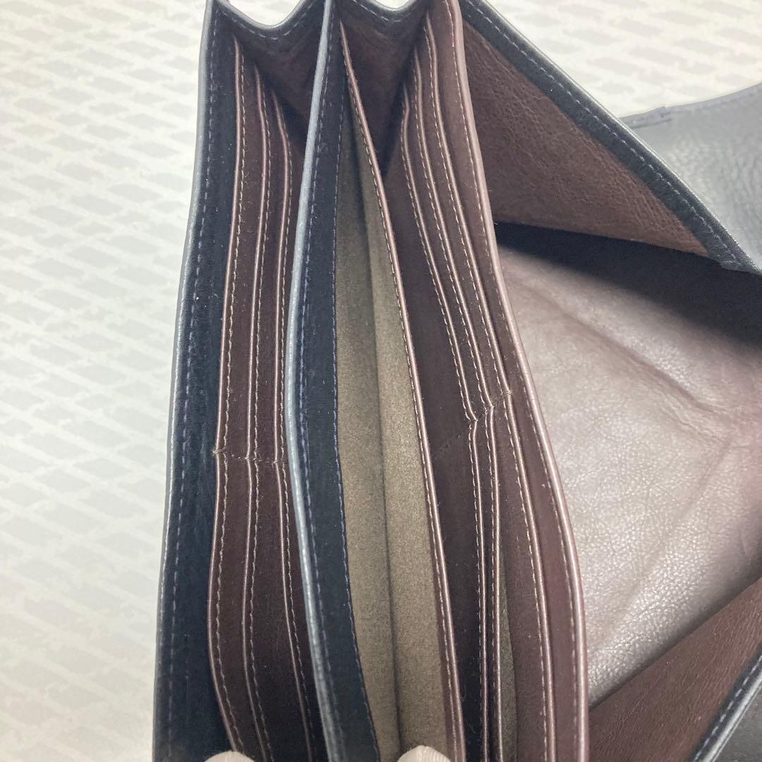 美品　ゲンテン　genten トスカ　ギャルソン　長財布　ネイビー ステッチ