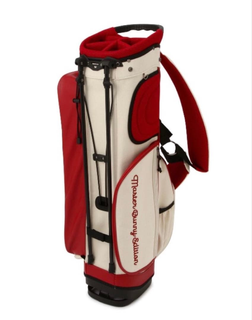 新品 パーリーゲイツ マスターバニー 帆布×合皮 スタンド式キャディバッグ 赤