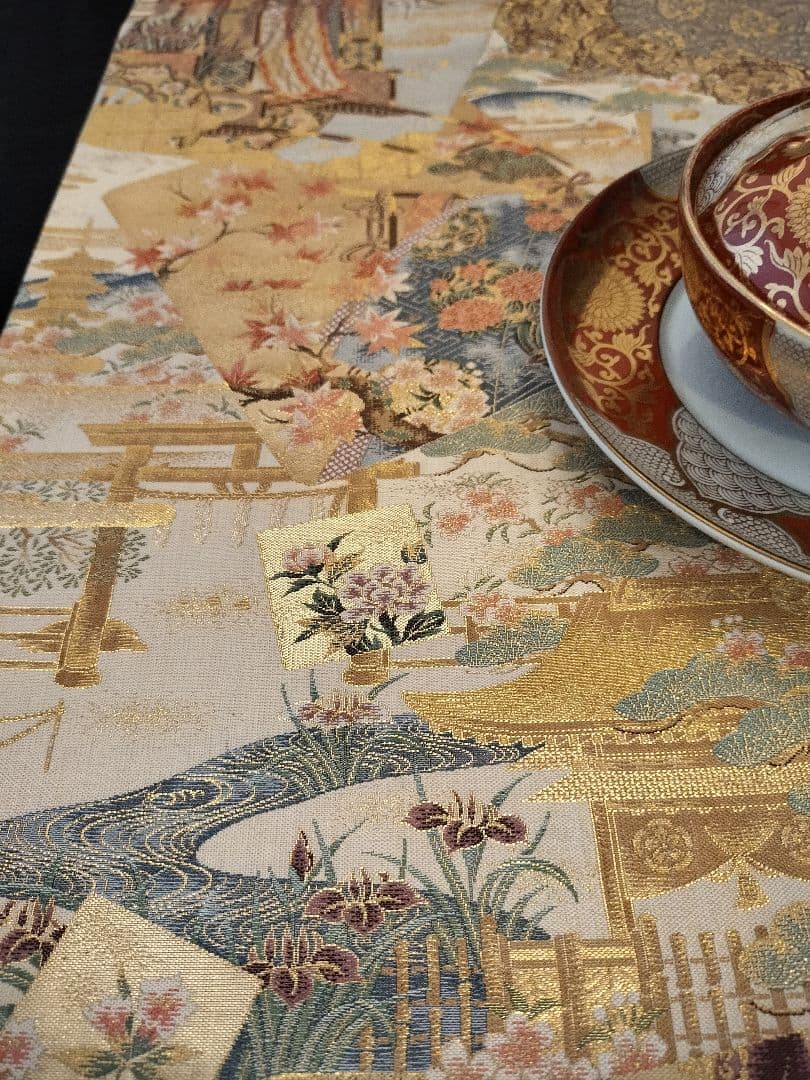 ルブの森★A739高級‼️ひな祭り‼️袋帯テーブルランナー2m15cm