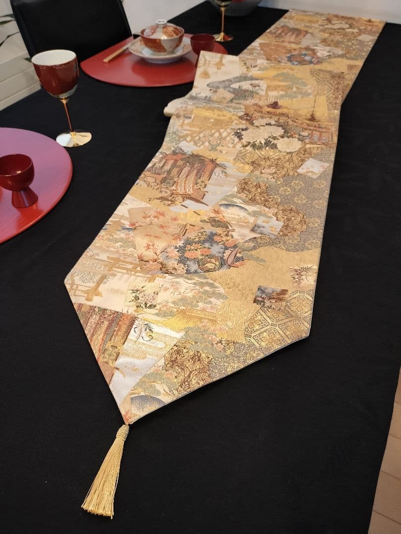 ルブの森★A739高級‼️ひな祭り‼️袋帯テーブルランナー2m15cm