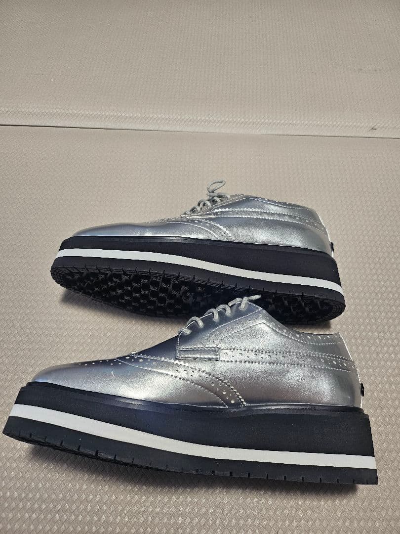 新品 ST.ANDREWS シルバー 厚底ウィングチップシューズ