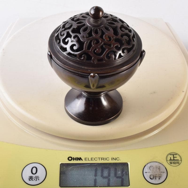 マル 茶道具　釜師　根来実三作　唐銅　火屋蓋置　共箱　V R8718