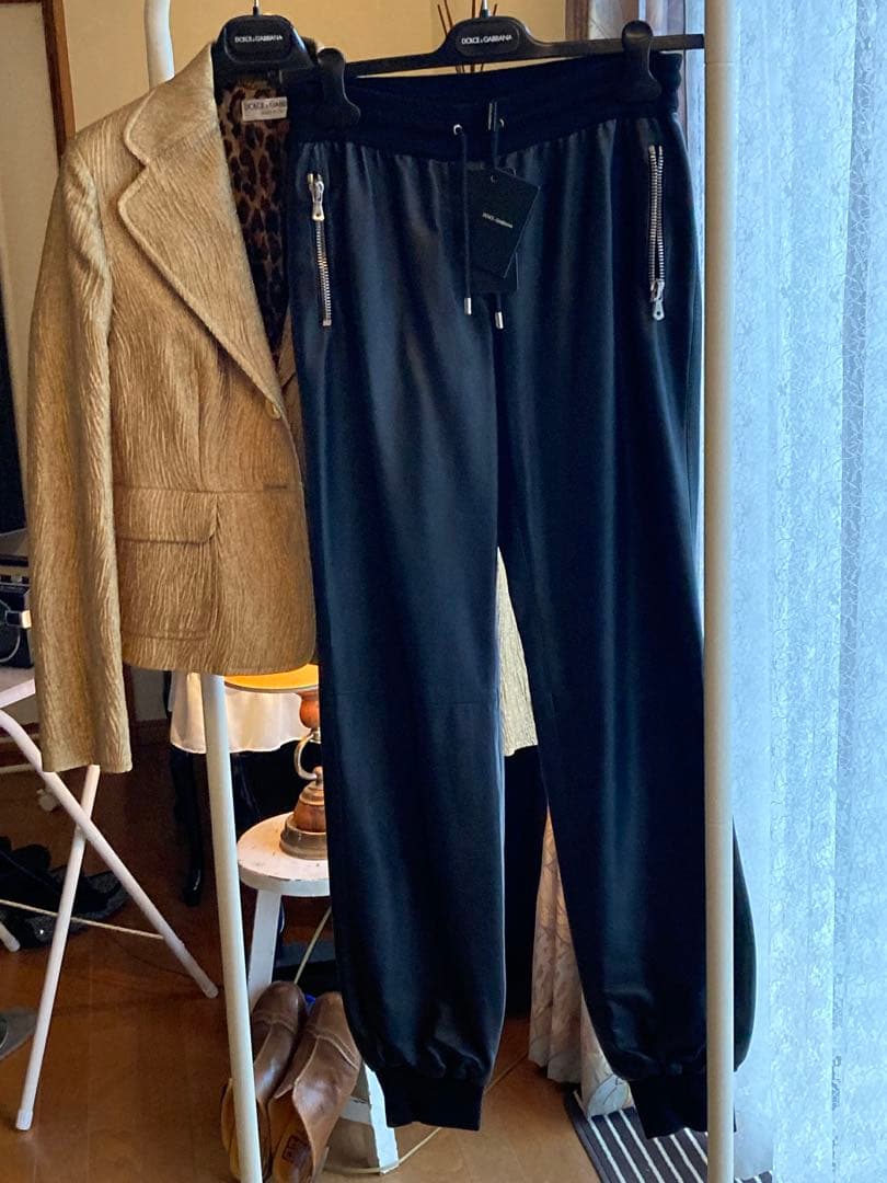 DOLCHE&GABBANA新品タグ付BLACKレザージョガーパンツmen's可