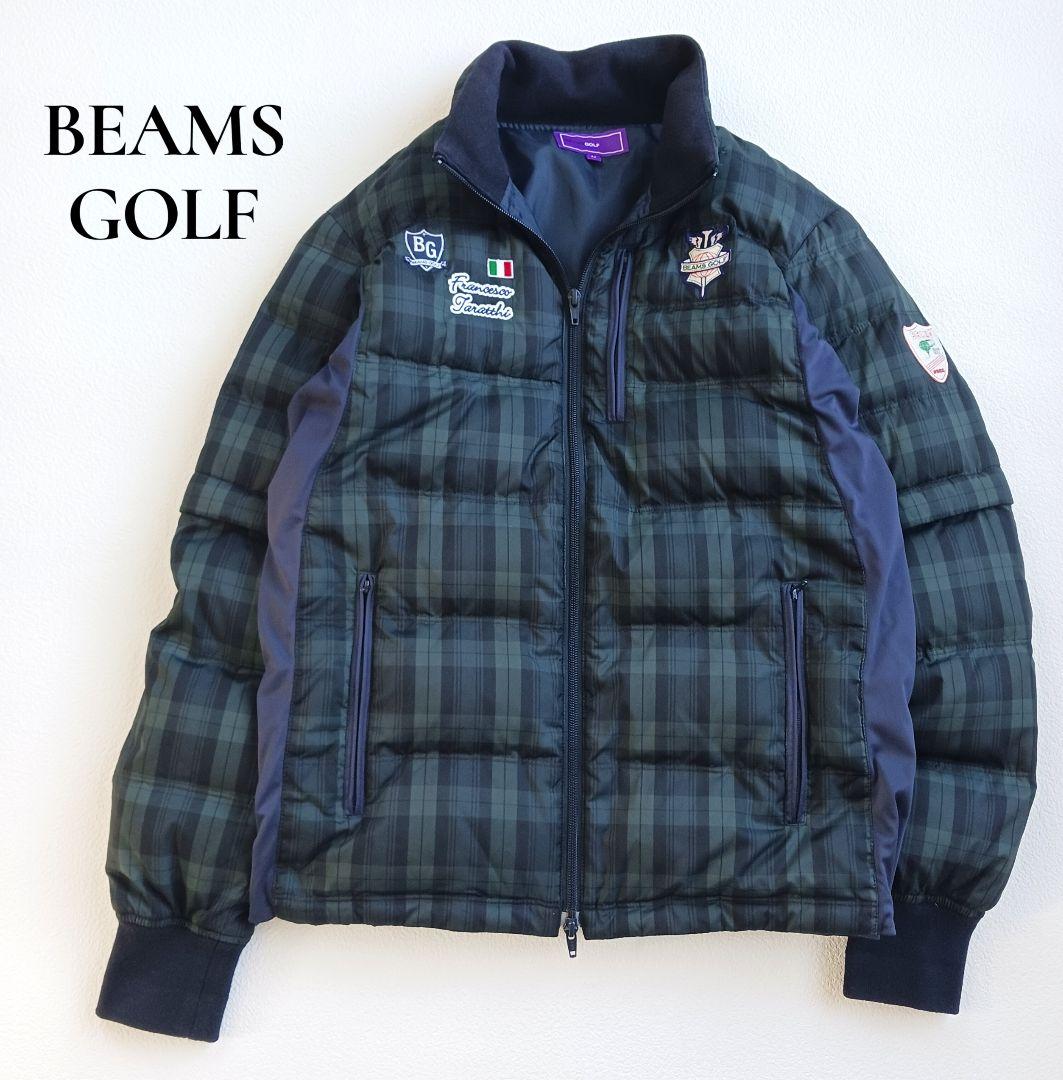 ビームスゴルフ　ダウンジャケット　チェック　ワッペン　ブラックウォッチ　M