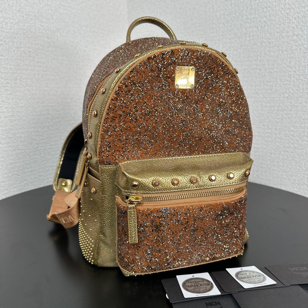 MCM スワロフスキー スタッズ 装飾 バックパック リュックサック r2