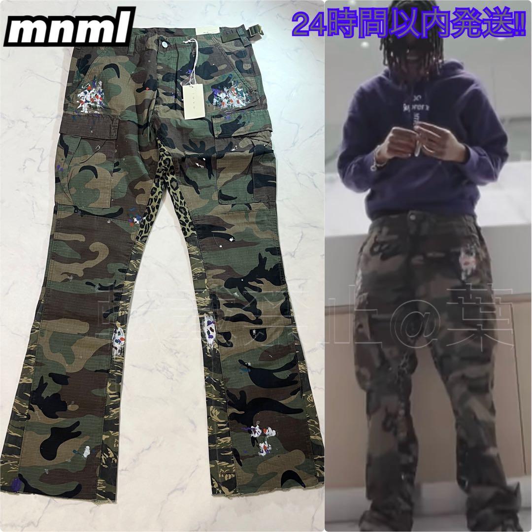 新品 mnml カーゴフレアパンツ 迷彩フレア ブーツカット ハンターカモ