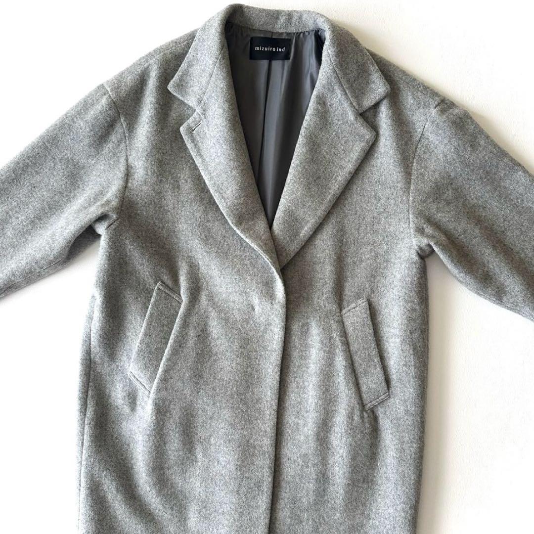 美品 ミズイロインド LEE別注 スタンドカラーウールコート 日本製 24AW