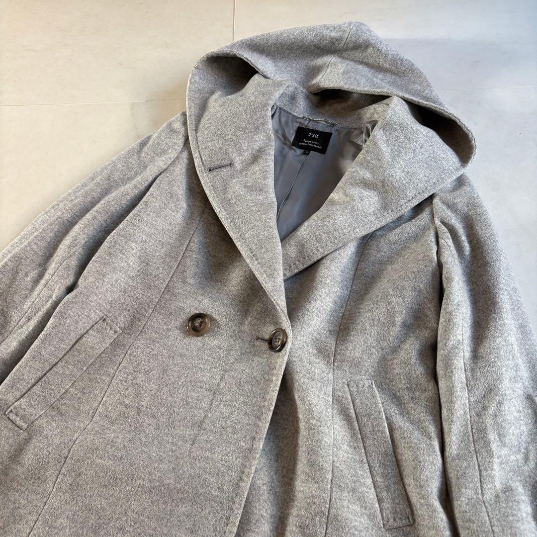 【美品】23区　ウールアンゴラビーバー フーデッド コート