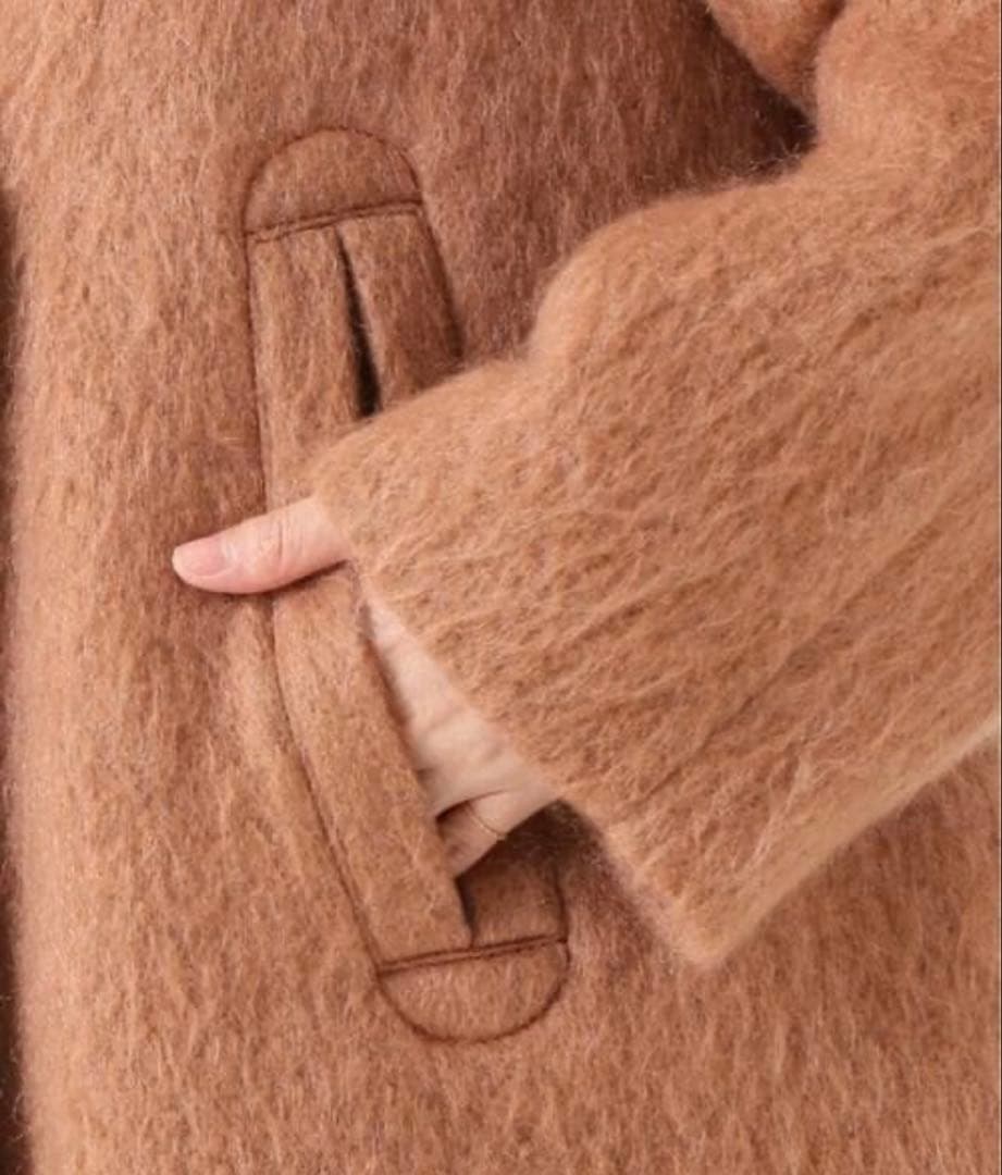 イエナラブークル アルパカ混 シャギーロングコート ノーカラー 定価 6万円