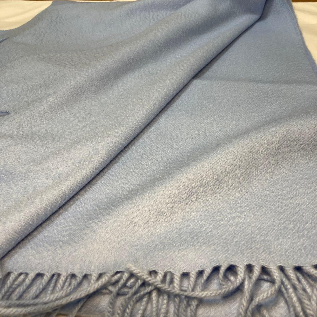 新品 ジョンストンズ カシミヤ100％ 大判ストール ライトブルー 国内正規品