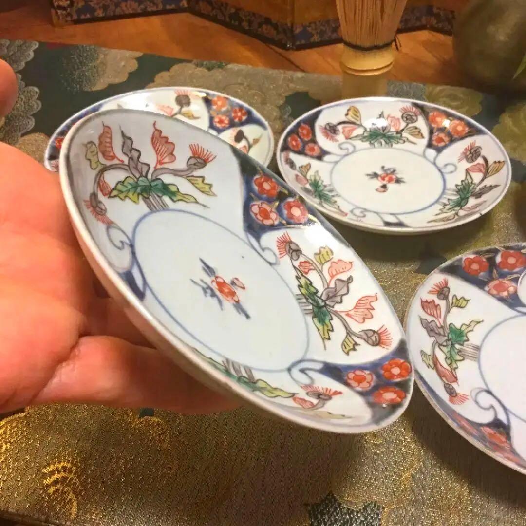 342 古伊万里 染錦手 小皿 アザミ紋様 5枚 - メルカリ