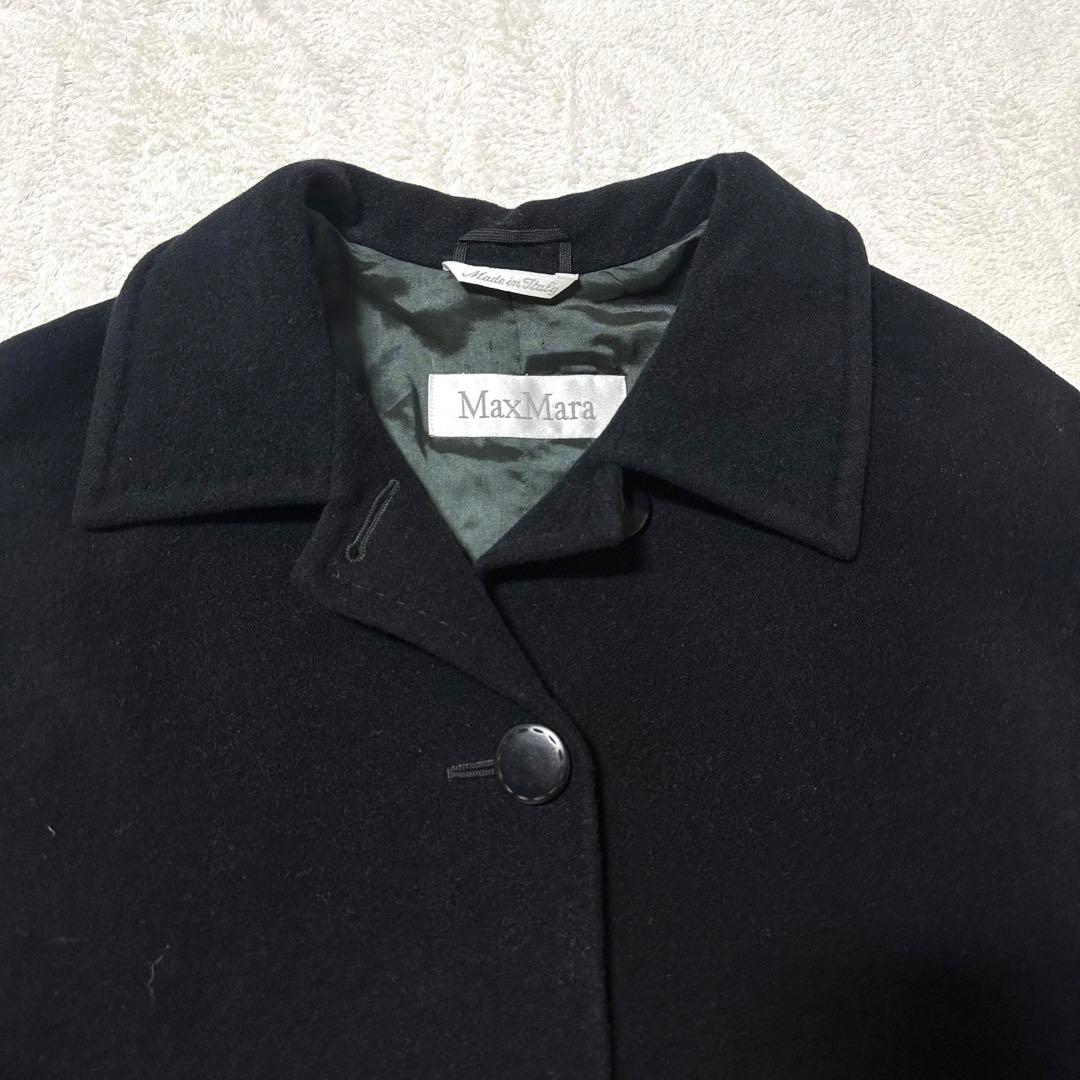 上質✨高級✨MaxMara 白タグ ロングコート ウール アンゴラ 黒 42