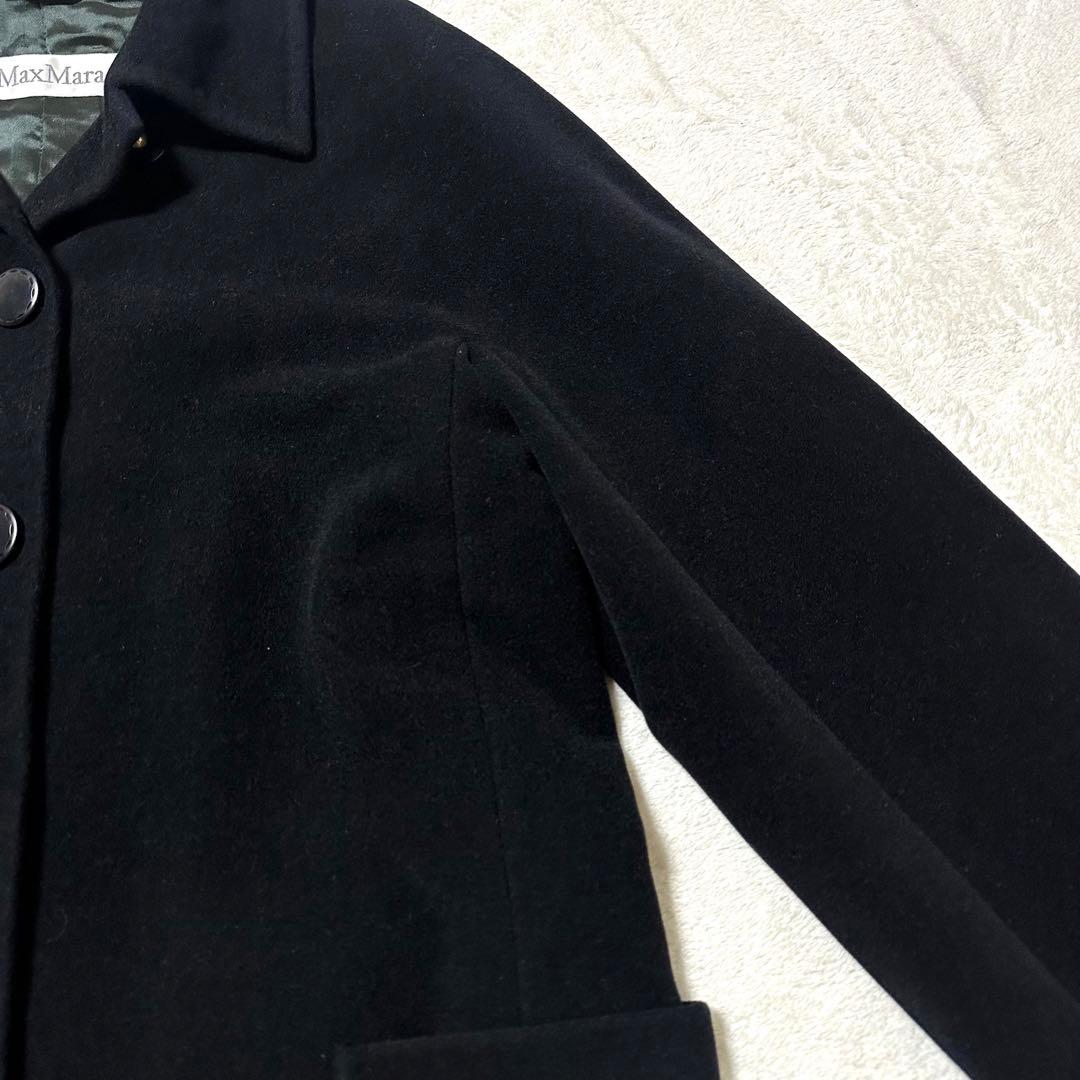 上質✨高級✨MaxMara 白タグ ロングコート ウール アンゴラ 黒 42