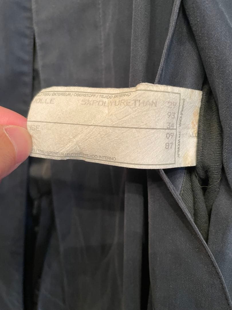 ジョルジオ・アルマーニ ネイビー ステンカラー膝丈ロングコート ウエストベルト付